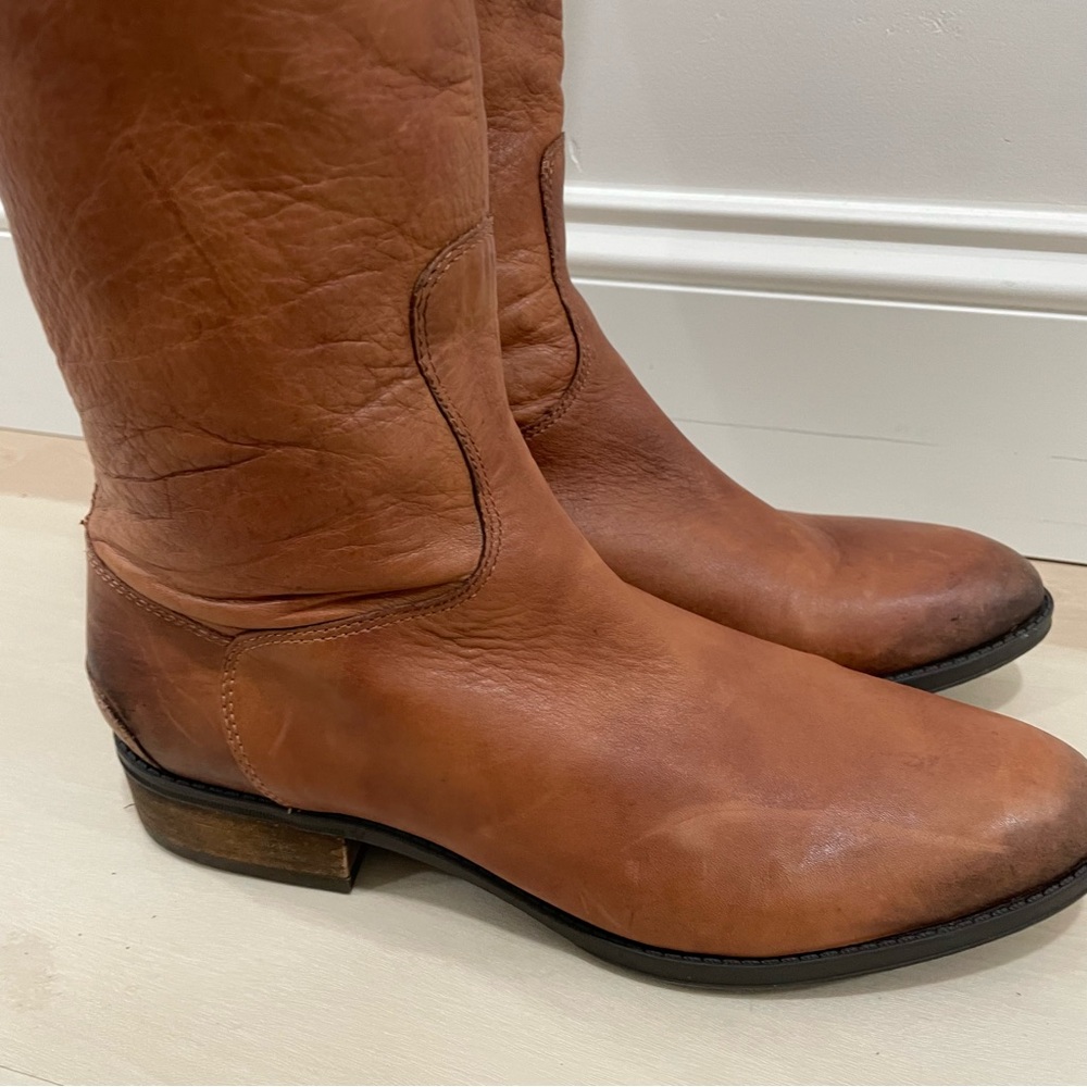 Sam Edelman Women's 9 Penny Riding Boot Whiskey Leather Brown Tan Knee Height - Picture 8 of 16